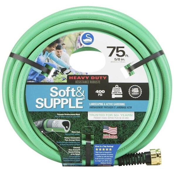Swan SNSS58075 Garden Hose, 75 ft L, RubberVinyl, Green CSNSS58075 Zoro